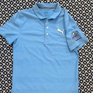 Puma Blue Striped Polo with Arnold Palmer Invitational Logo